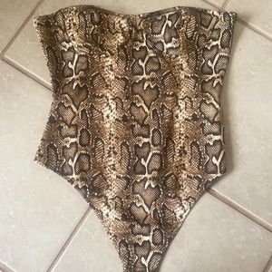 Snake print strapless bodysuit